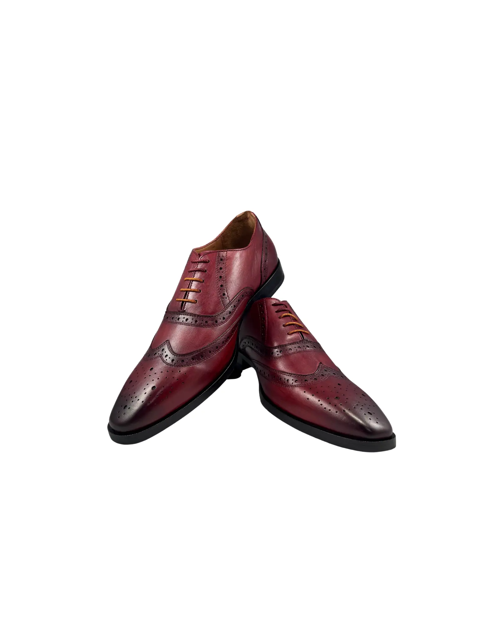 Luxury Leather Wingtip Oxford Dress Shoes - Burgundy Full-Grain Leather for  Formal & Casual Elegance - TikTok Shop