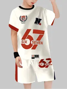 Boys' Vintage American Style Set Shorts, Youthful Summer, High-End Appeal, Perfect for Casual Wear, Trendy Boyswear