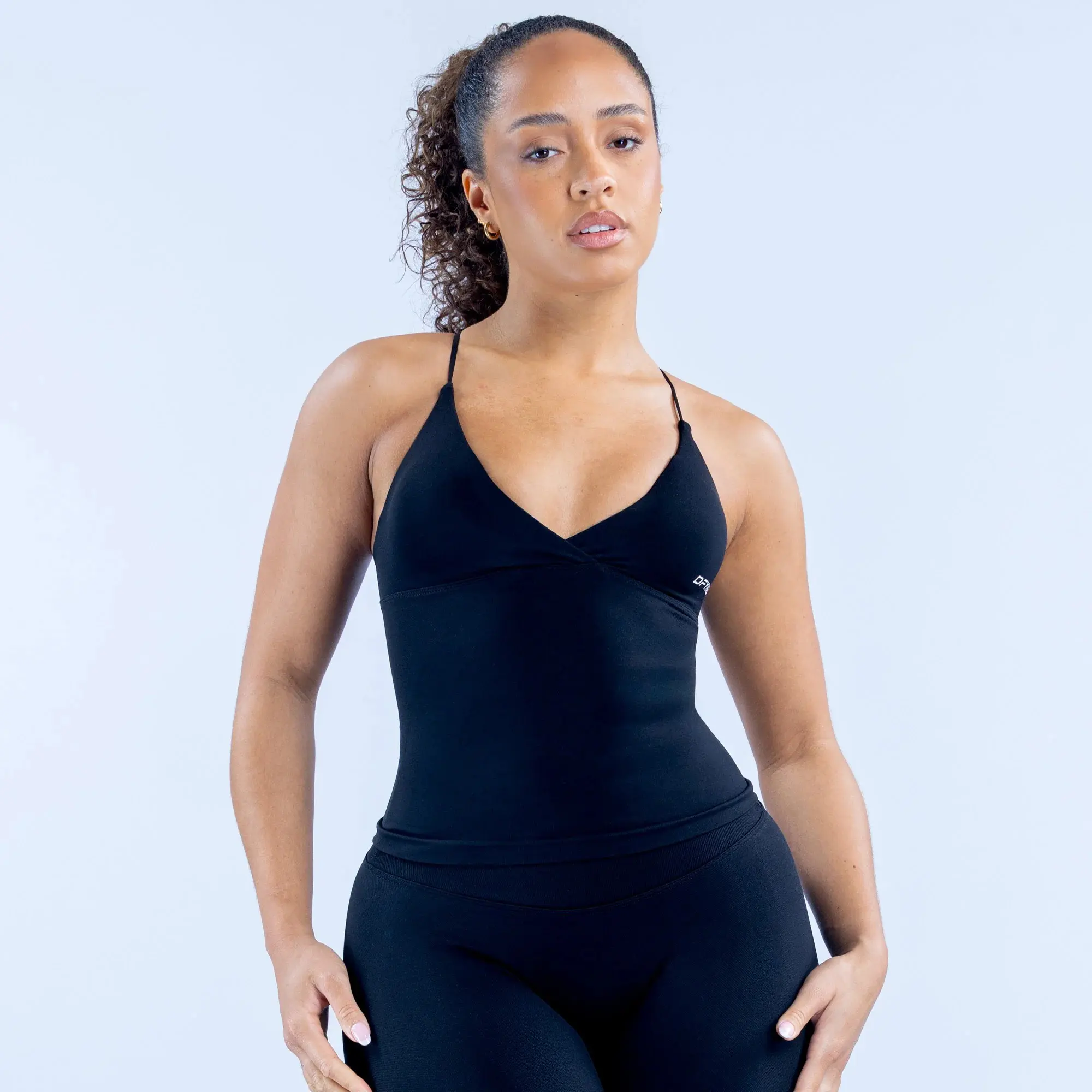 D.F.Y.N.E Vision Twist Front Longline Top (with logo) - Performance Training Top Designed For Workouts, Yoga And Everyday Movement