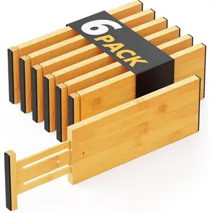 Dresser Drawer Dividers 6 Pack, 4.65" High Adjustable 12.5"-17" Drawer Organizers, Expandable Organization for Clothing, Clothes, Dressers,