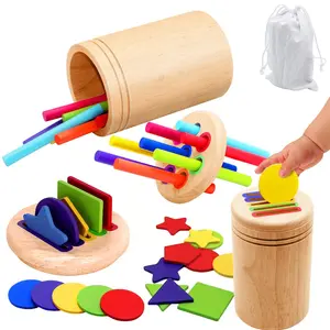 Montessori Wooden Color Matching Toy, Shape Color Sorting Game, Fine Motor Skills Learning Kit, Educational Sensory Toys for Boys and Girls, Shape Sorter