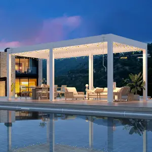 20FT x 10FT White Aluminum Louvered Pergola with Adjustable Roof, Modern Outdoor Shade for Backyard, Deck & Garden