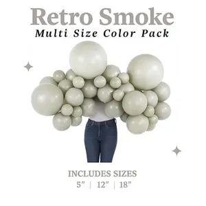 Retro Smoke Multi Size Color Pack Includes 5" 12" 18" White Kalisan Balloons for Professional Balloon Art Events
