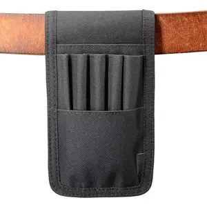 Belt Pen Holder, Pencil Holder pouch, Pen Sleeve Case Holster for Belt, Hold Multiple pens, Hold 6 Inch Ruler, 4 Pens and a Marker. Made of Durable Fabrics, Detachable, Black.