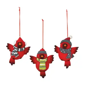Cardinal in Winter Gear Christmas Ornaments - 12 Pc.