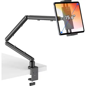 iPad Holder for Desk, Adjustable Tablet Arm iPad Desk Mount with C-Clamp, 30" Foldable Long Arm & 360? Rotation, Fits 4.7"-15.6" i Pad Pro/Air/Mini, Phones & 15.6" Portable Monitors for Desk/Bed Use