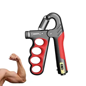Hand Grip Strengthener with Automatic Counter, 5-100 kg (11-220 lbs) adjustable hand grip strengthener, suitable for home/office gyms for muscle building and injury recovery.（red）