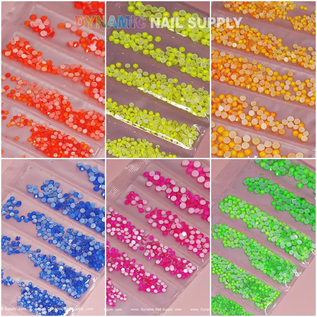 Round-shape Mixed-sizes Neon Rhinestone set