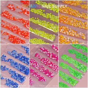 Round-shape Mixed-sizes Neon Rhinestone set