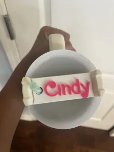 Dolce Crafts Custom Tumbler Name Tag 30 or 40 oz - Glitter Name Topper - Personalized Tumbler Decoration - Acrylic Name Plate Drinkware Straw