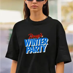 Doug's Winter Party tee, February 2025, just bring a smile T-Shirt, trending tshirt, Gildan Unisex, Premium Quality Cotton, Fun