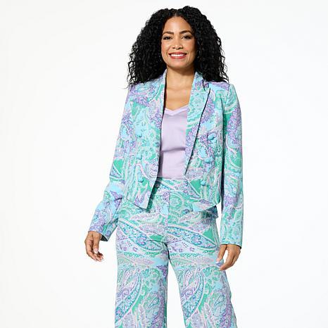 G by Giuliana Woven Cropped Blazer