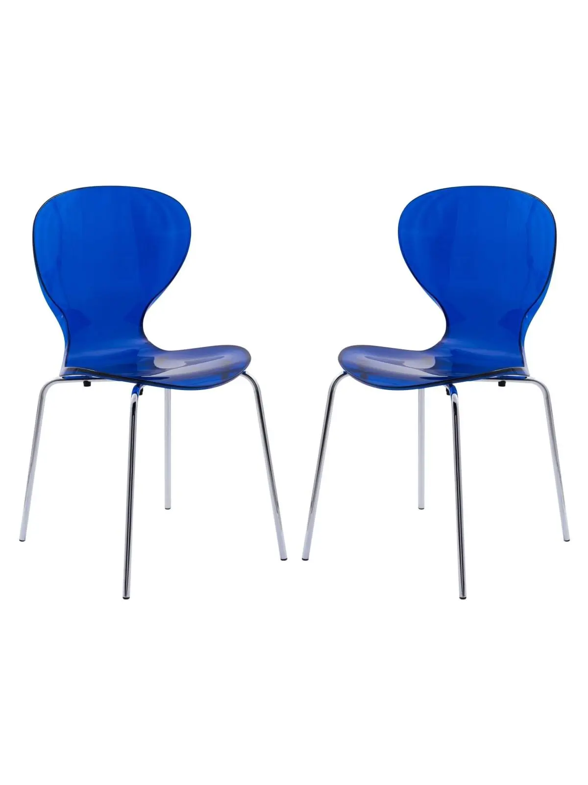 LeisureMod OC17TBU2 Modern Oyster Transparent Side Chair - Set of 2, Transparent Blue, 32.25x17x16.25 in, Modern Dining Chairs, Contemporary Seating, Contemporary Dining Chairs