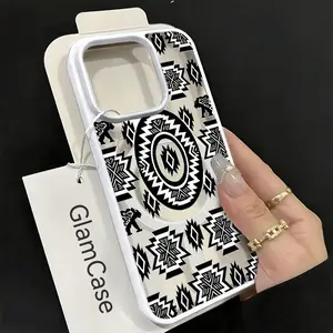 Native American Bear and Geometric Pattern Phone Case， Tribal Southwest Style for iPhone 17 16 15 14 13 12 11 Plus Pro Max.A17