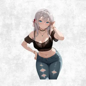Kawaii Alya Silver Haired Anime Girl Sticker – Blushing Schoolgirl in Uniform, Aesthetic Vinyl Decal for Laptop, Journal & Phone