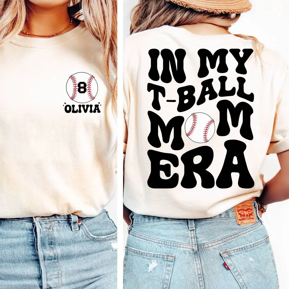 T-Shirt, Custom T - Ball Mom Shirt, In My T - Ball Mom Era Shirt, Game Day Shirt, Sport Mom Shirt, Baseball Lover Mom Shirt Shirt Menswear