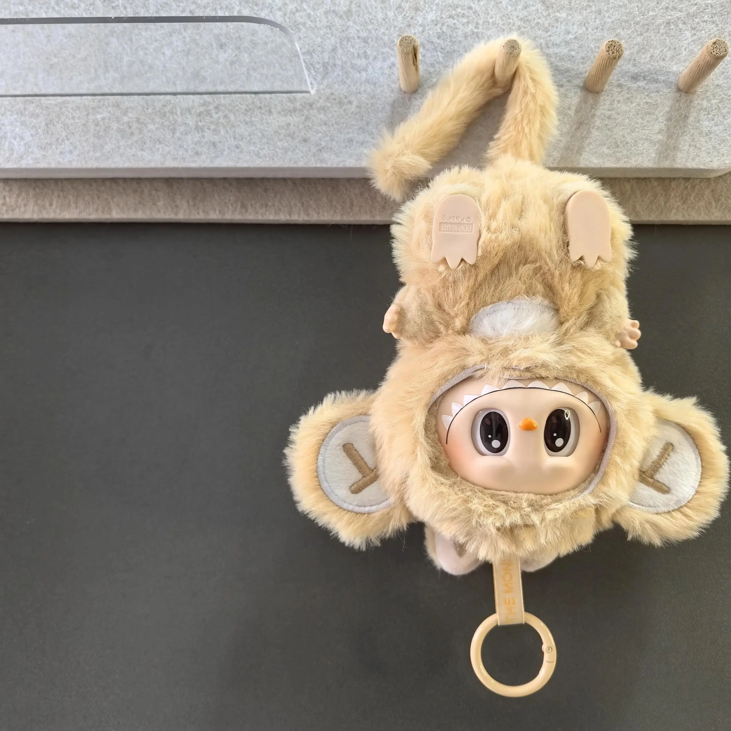 Monkey Doll Outfit – Handmade Plush Costume with Big Ears & Tail | Cute Doll Romper for Labubu Collectible Figure