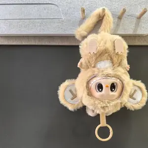 Monkey Doll Outfit – Handmade Plush Costume with Big Ears & Tail | Cute Doll Romper for Labubu Collectible Figure