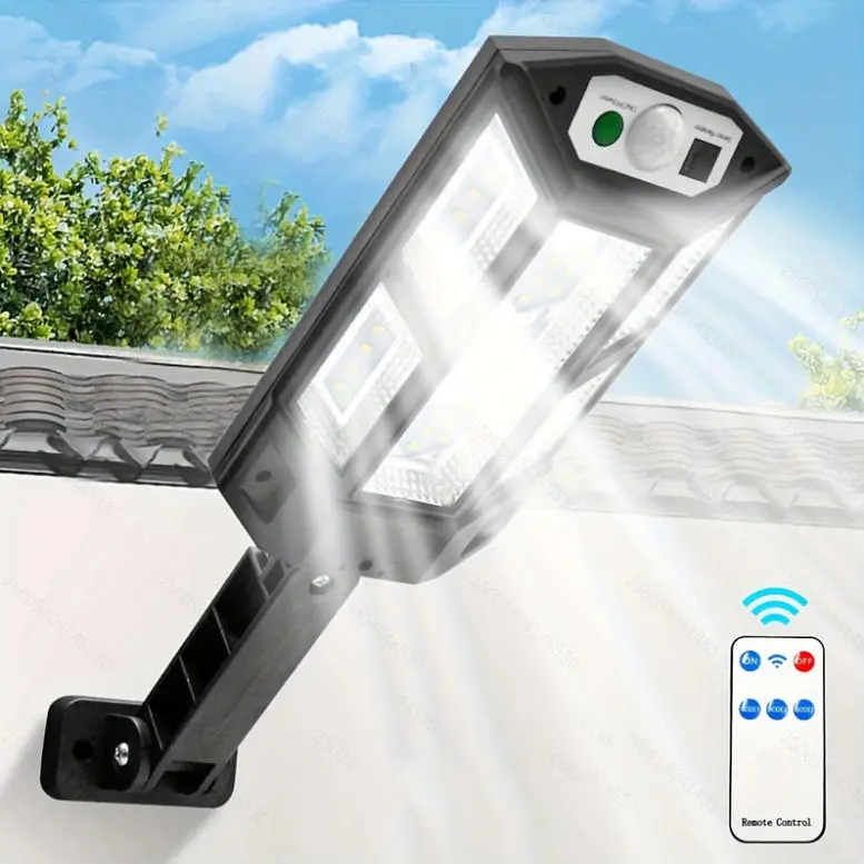 Tempomind Solar Powered Water Resistant IP44 Garden Light - Built-in Batteries, Motion Sensor, 3 Lighting Modes, Fence-Mount Outdoor Backyard Pathway Light, Wall Light