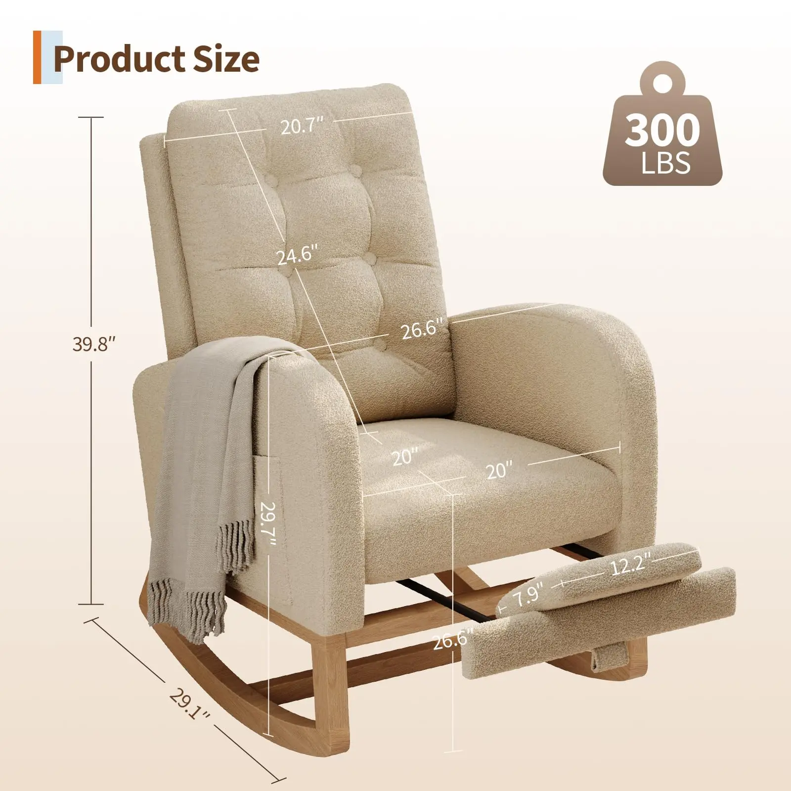 Beige brown lambskin with footrests