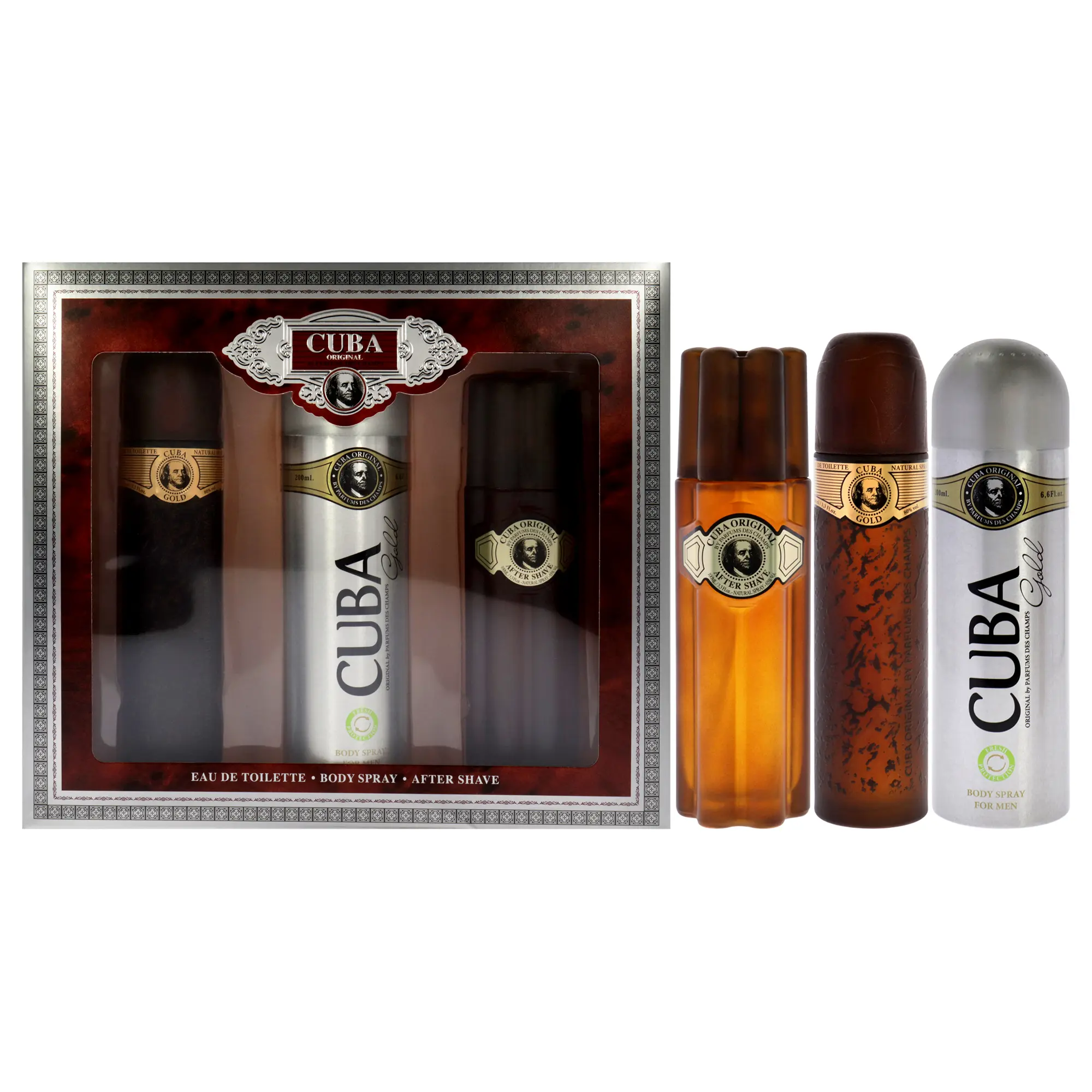 Cuba Gold by Cuba for Men - 3 Pc Gift Set 3.3oz EDT Spray, 6.76oz Deodorant Spray, 3.3oz After Shave