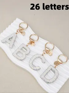 26 Letter Keychain Set, Silver Color Initial Keys Accessories, Unisex Casual Design, Perfect Gift for All Seasons, Daily Use