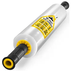 15 Inch Stretch Wrap - Industrial Clear Plastic Stretch Wrap Film for Pallet Wrap, Moving Supplies Stretch Wrap - 1000 Feet, 60 Gauge, 1 Pack with Handles