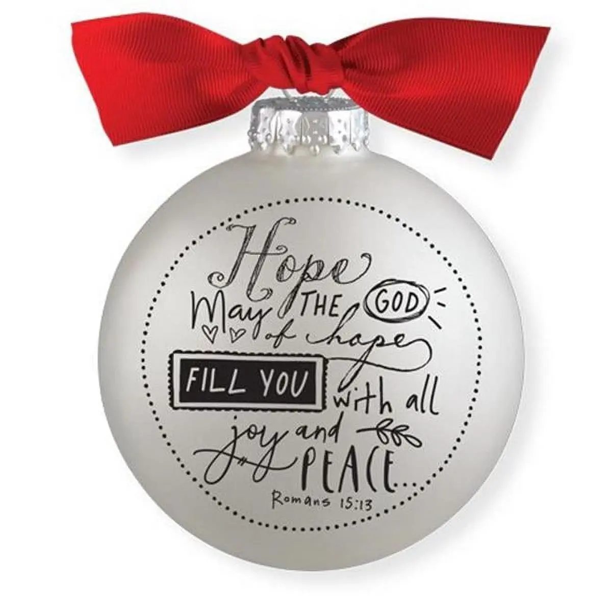 212 MAIN Scripture Ink Hope Ornament - White Bauble with Red Bow, Christmas Decorations, Holiday Decor, Room Decor Ornament