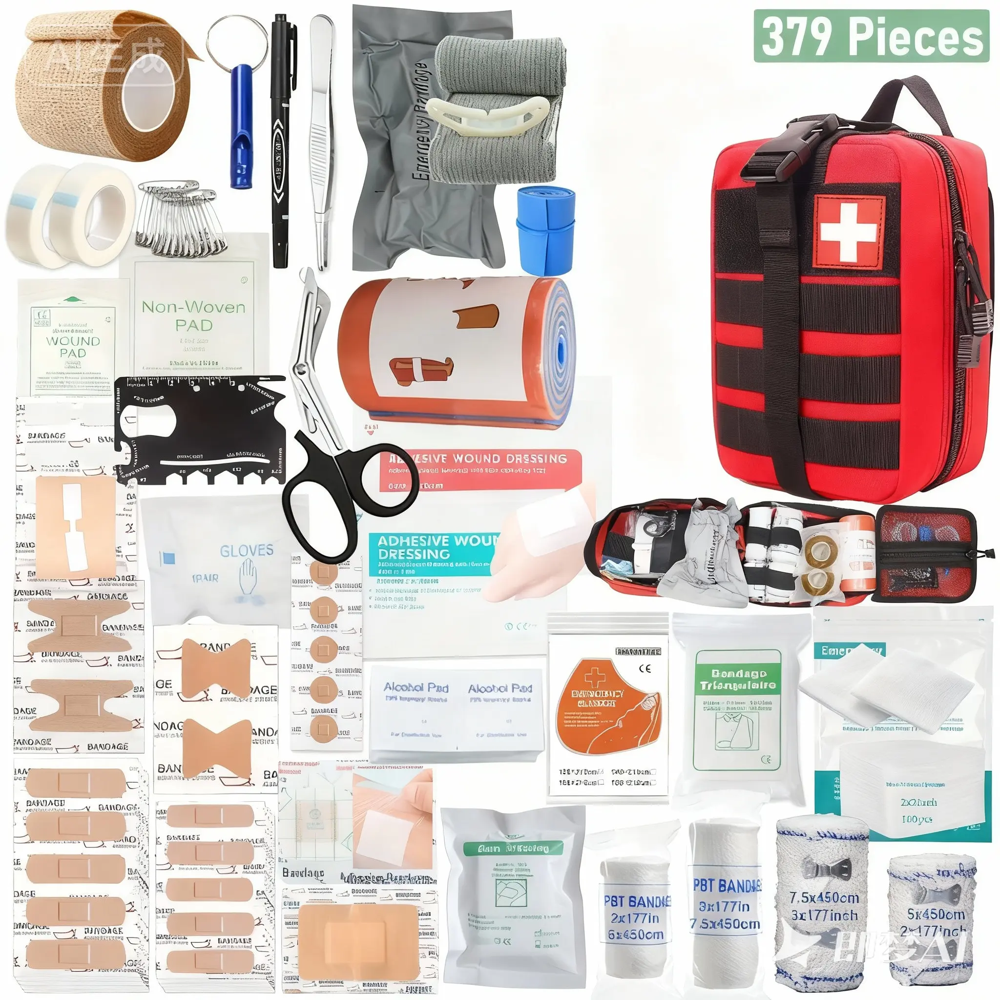 379-Piece Emergency Survival & Medical Kit, Travel-Friendly Portable Bag with Outdoor Backup Items for Multi-Purpose Healthcare Supplies Set, Emergency Kits, Medical Kits