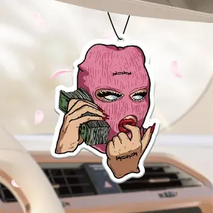 Cartoon Mask Beauty Car Air Freshener, Car Rear-view Mirror Hanging Aromatherapy Tablet, Car Interior Decoration Accessories for Women & Girls