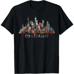 Chicago City Downtown Skyline T-Shirt  Graphic tees