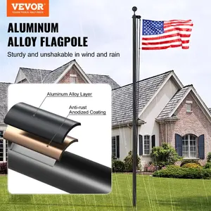 VEVOR 30FT Sectional Flag pole Kit, Heavy Duty Aluminum Alloy in Ground Flag poles for Outside, 3 Display Modes Flagpole with 3x5 American Flag, Professional Accessories, Black