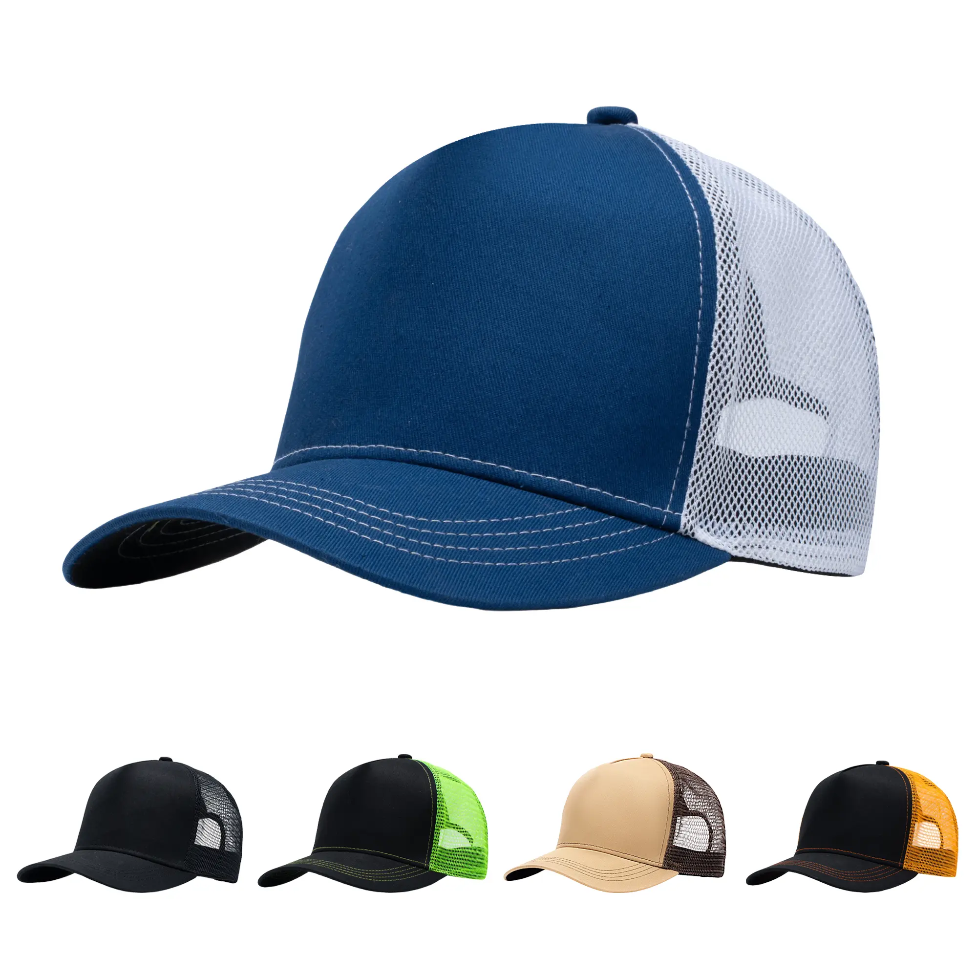 Unisex Plain Trucker Baseball Hats - Lightweight Breathable Polyester Mesh Back, Blank Design, Adjustable Strap, Multiple Colors, Ideal for Outdoor Activities