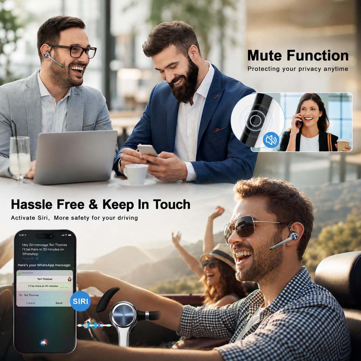YETPOW Bluetooth Noise Cancellation On-Ear Headphones with Mic, 500mAh Charging Case, 72H Talk Time, Mute Button, Hands-Free Design,  LED Display, USB-C Charging, Manufacturer Warranty for Truckers, Cellphones tiktokshopbacktoschool, Wireless, Wireless He