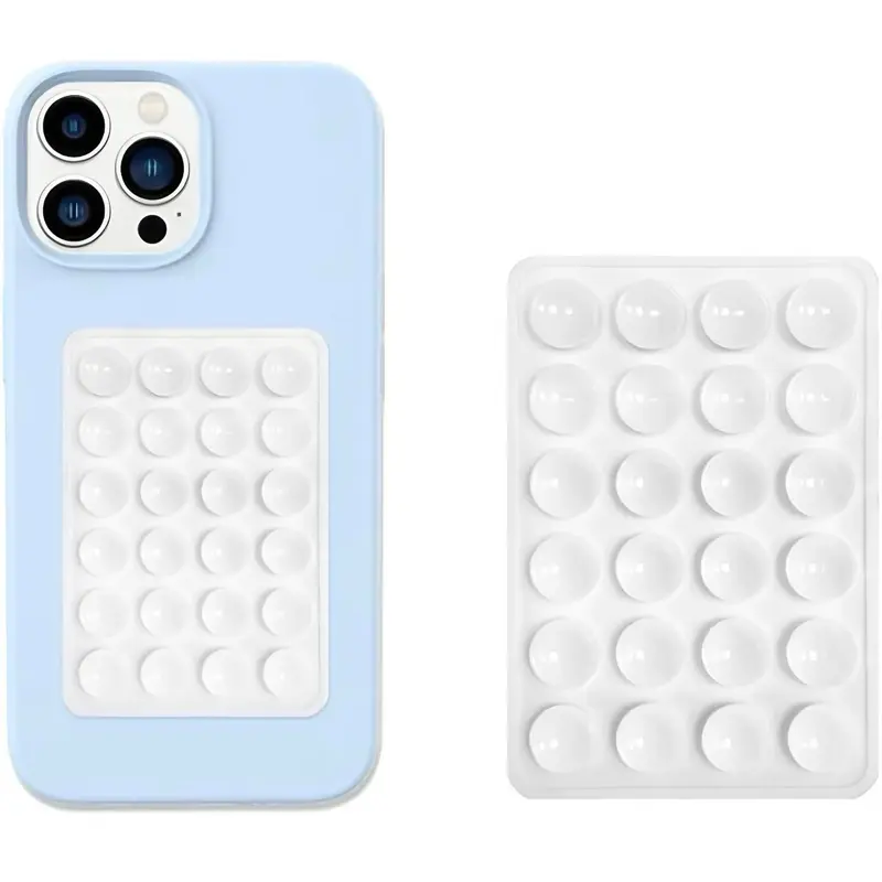 2PC Silicone Suction Cup Smartphone Mount, Durable Phone Accessory - Hands-Free Stand with Strong Mirror-Ready Grip, Sticks to Mirrors & Glass, Compact Portable