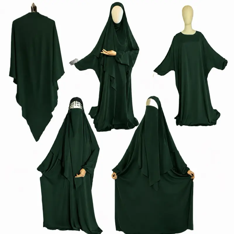 One layer khimar and batwing sleeve abaya