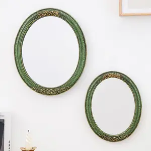 Classical Lace Oval Decorative Mirror, European Background Wall Art, Creative Makeup Mirror, Wall Decoration, Photography Prop, Home Decorative Mirror