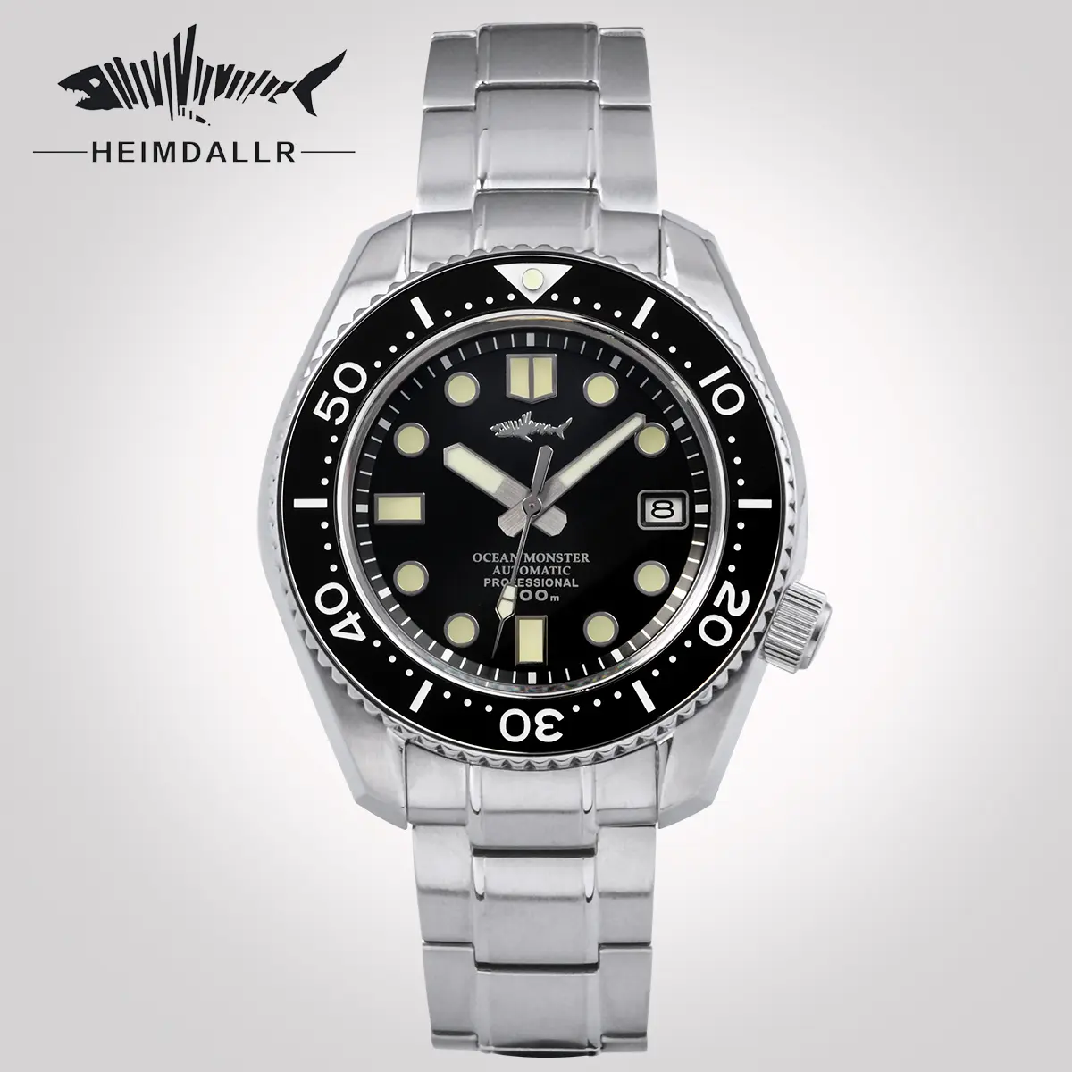 HEIMDALLR Men's 200M Automatic Mechanical Diver Watch - Sapphire Crystal, Stainless Steel Strap, Stainless Steel Wristwatch, Automatic Waterproof Watch, Fashionable Wristwatch, High Quality Watches sohochic