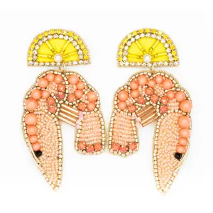 Shrimp Cocktail Earrings - Elegant Design with Shrimp Accents, Lightweight and Flexible Style