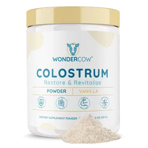 WonderCow Colostrum Supplement Powder for Gut Health, Immune Support, Muscle Recovery & Wellness | Natural IgG Pure Whole Bovine Colostrum Superfood, Vanilla, 60 Servings