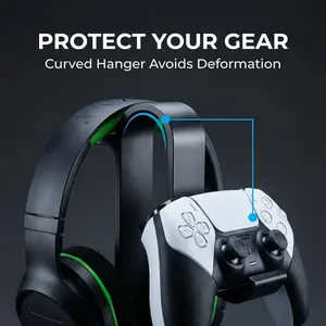 2pcs(Base&Stand)fit PS5 fit PS4 fit Xbox fit Switch Headphone And Game Controller Stand Holds 1 Headset& 2 Controllers Desktop Organizer For Gaming Setup Gamer Room Decor Accessory Ideal Gift For Gaming Enthusiasts And Desk Lovers