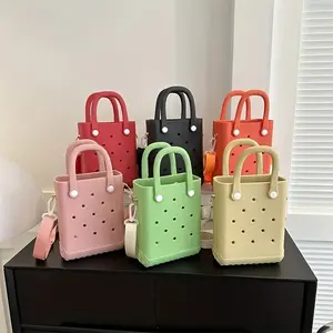 Mini EVA Beach Tote Bag, Detachable with Colorful Cartoon Design, Travel Storage Bag And Accessories, Stylish Portable Multifunctional Beach Storage Bag, Full Matching Cartoon Bag, Rubber Beach Ba