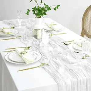 1Pack Ivory White Cheesecloth Table Runner 4 Sizes  Boho Gauze Cheese Cloth Table Runners for Wedding Party Baby Shower Birthday Home Decor