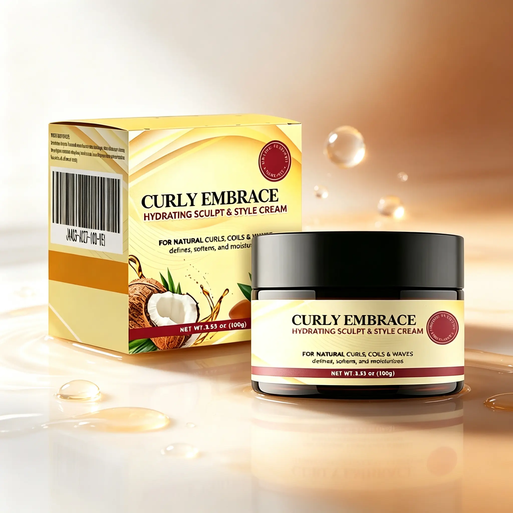 Curly Hair Cream 100g – Hydrating Sculpt & Style Cream for Natural Curls, Coils & Waves, Soft, Defined Curls