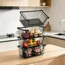 【Holiday Deals】San Dream 4 Tier Stackable Metal Storage Baskets Stackable Wire Storage Organizer Baskets Vegetable Fruit Basket Multi-Layer Cabinet Pull Out Bin for Renters Kitchen Bathroom Laundry Room