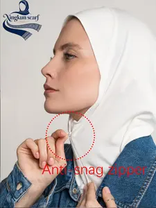 1pc Fashionable Modal Jersey Instant Hijab with Zipper, Elegant Ready-To-Wear Hijab for Women, Muslim Daily Prayer Workwear Summer