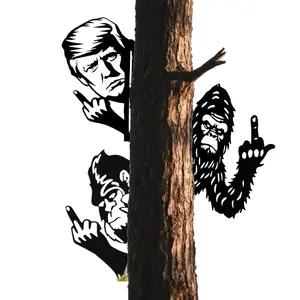 2Pcs Peek a Boo Flipping Off Metal Sign – Peeping Animal Wall Art Ornament Middle Finger Peeping Around Signs or Post Mountable Decor for Garden Farm Outdoor Spaces middle finger