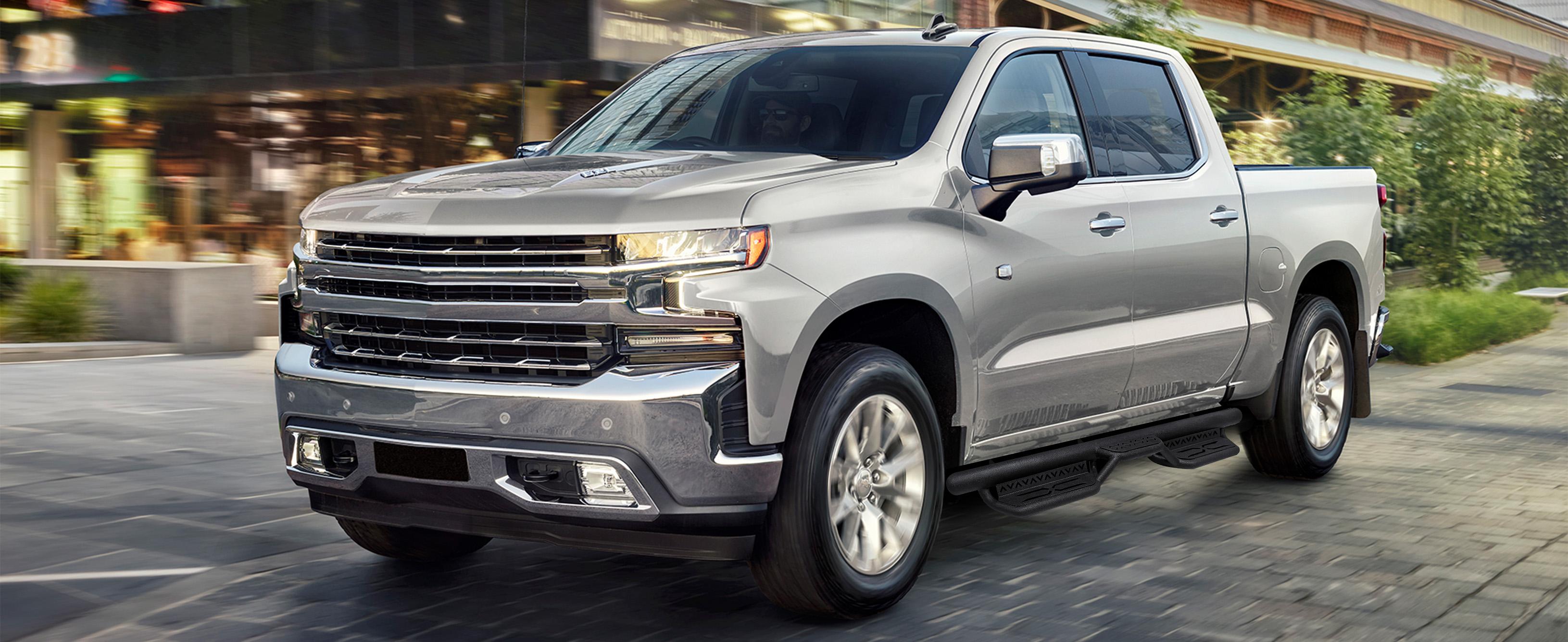 【EYOUHZ】Carbon Steel 2-Tier Wave Pattern Bolt-On Crew Cab Running Boards, Automotive Side Steps for 2019-2026 Chevy Silverado/GMC Sierra 1500 (Excl 2019 1500 LD/Limited), 2020-2026 GMC Sierra 2500HD 3500HD Truck Accessories