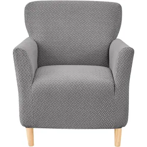 Stretch Mid Century Armchair Slipcover 1-Piece Chair Covers with Arms Soft Chair Slipcovers for Living Room Furniture Protector Office Reception Reading Sofa,Grey