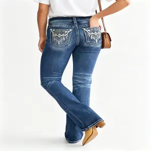 Women's Slim Fit Tummy Tuck Bootcut Jeans - Smooth Fit, Classic Style, Modern Look - Ideal for Fashion-Forward Individuals - Womenswear Bottom